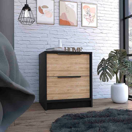 Vintage Bedroom Nightstand With Two Drawers