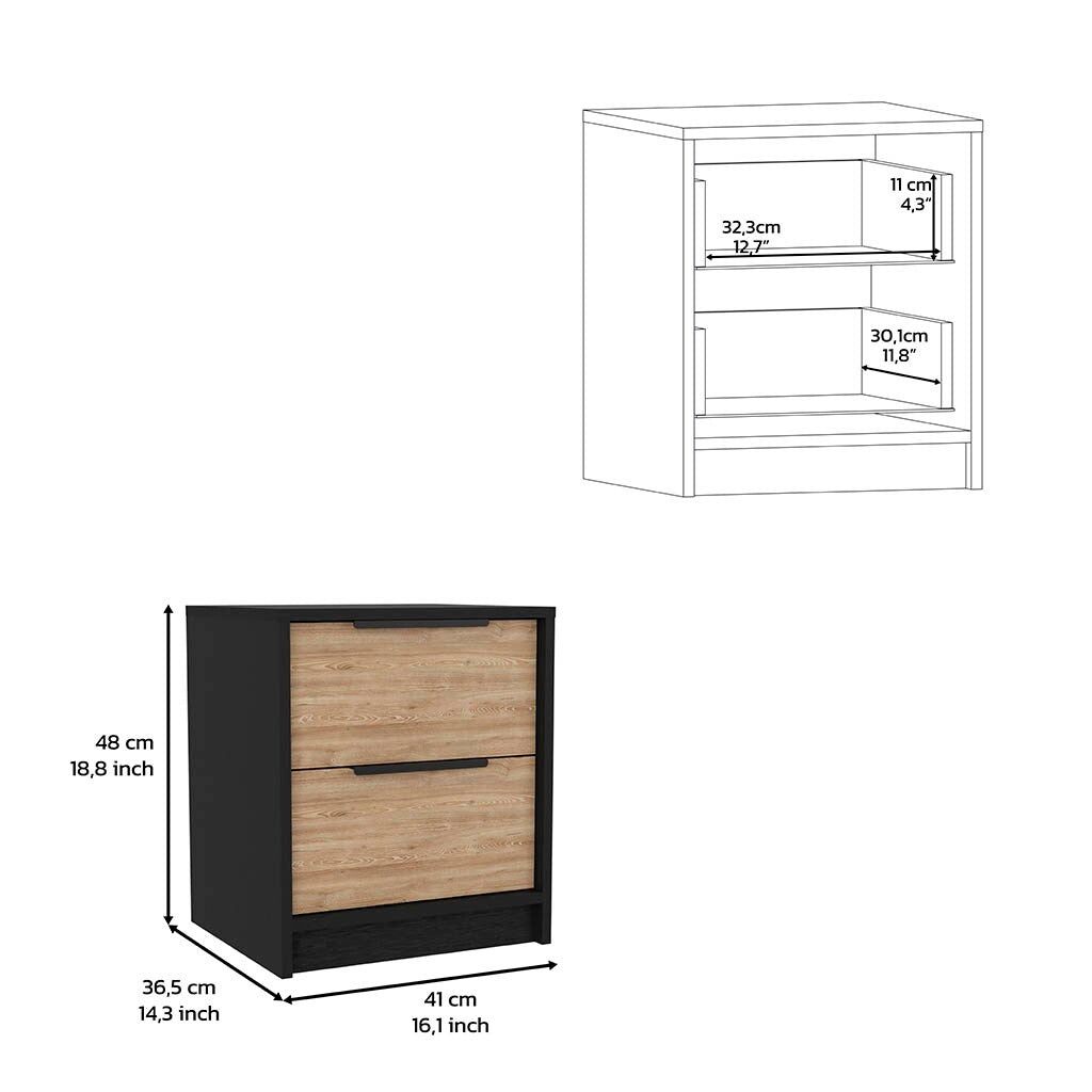 Vintage Bedroom Nightstand With Two Drawers