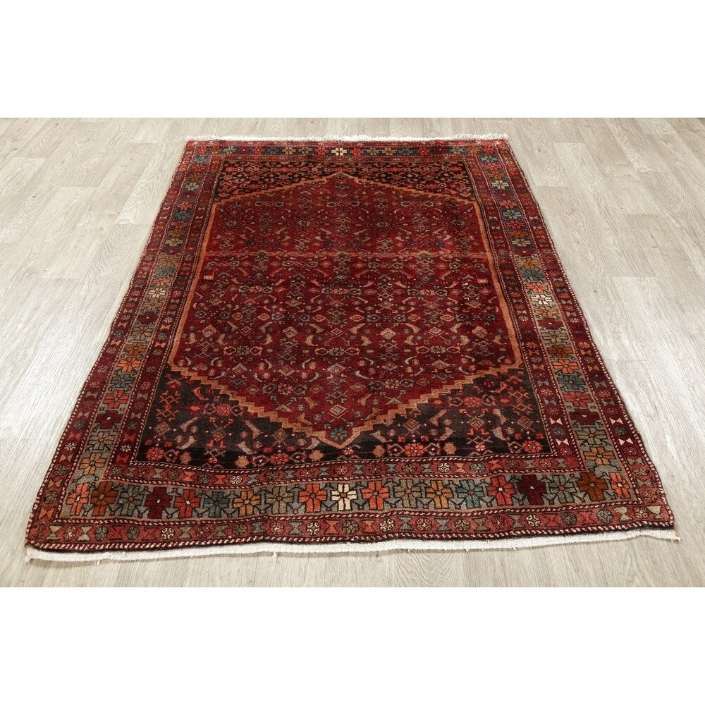 Vintage Bidjar Tribal Oriental Hand Knotted Wool Persian Area Rug - 6'5" x 4'7"