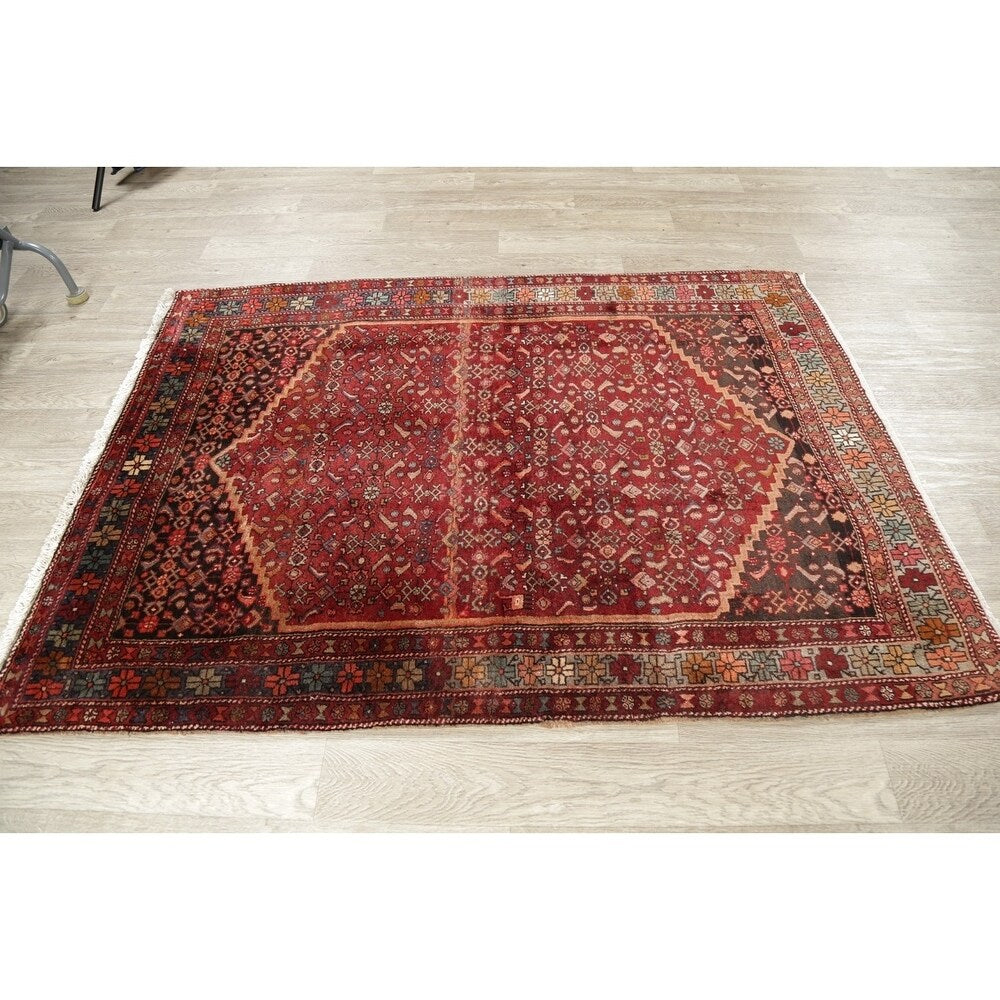 Vintage Bidjar Tribal Oriental Hand Knotted Wool Persian Area Rug - 6'5" x 4'7"