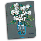 Vintage Blues with Cotton 16x20 Gallery Wrapped Stretched Canvas