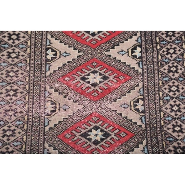 Vintage Bokhara Pakistani Hand Made Geometric Oriental Area Rug - 3'3" x 2'2"