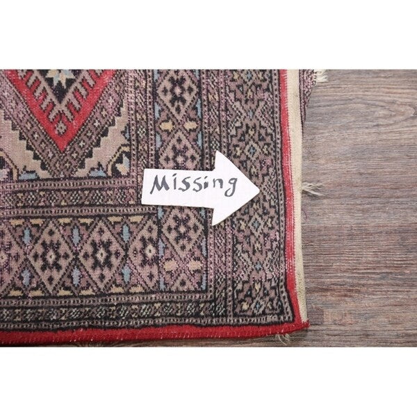 Vintage Bokhara Pakistani Hand Made Geometric Oriental Area Rug - 3'3" x 2'2"