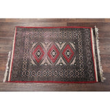 Vintage Bokhara Pakistani Hand Made Geometric Oriental Area Rug - 3'3" x 2'2"