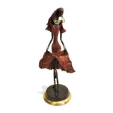 Vintage Bronze Dancing West African Woman Sculpture - 5.9" W x 5.9" D x 15.7" H