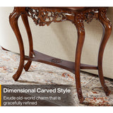 Vintage Carved Console Table with Storage Shelves Sofa Table