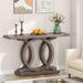 Vintage Console Table with Geometric Base Wooden Hallway Table