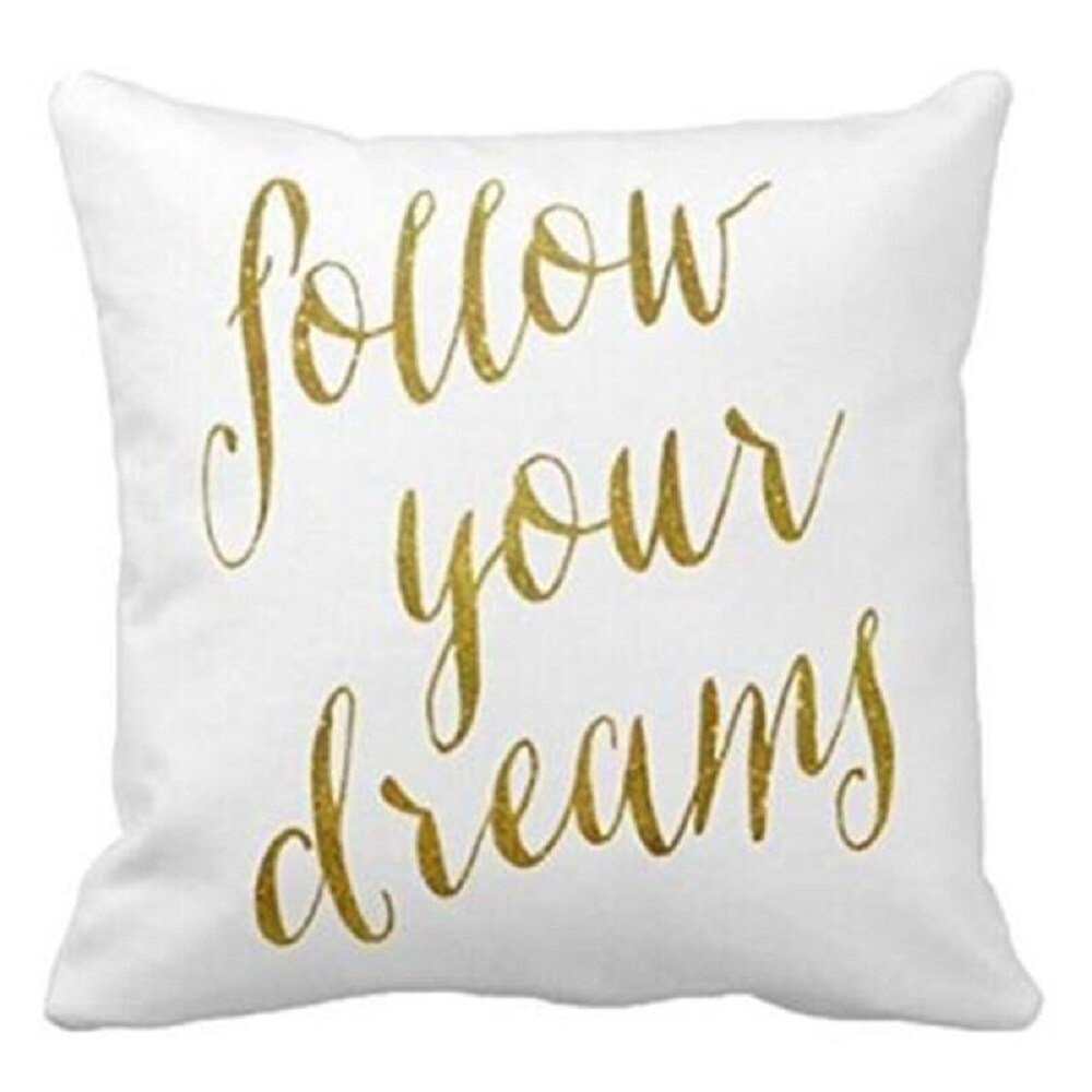 Vintage Cotton Linen Pillow Case Follow Your Dreams 18" x 18"
