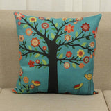 Vintage Cotton Linen Pillows Case Bird and Tree 18x18