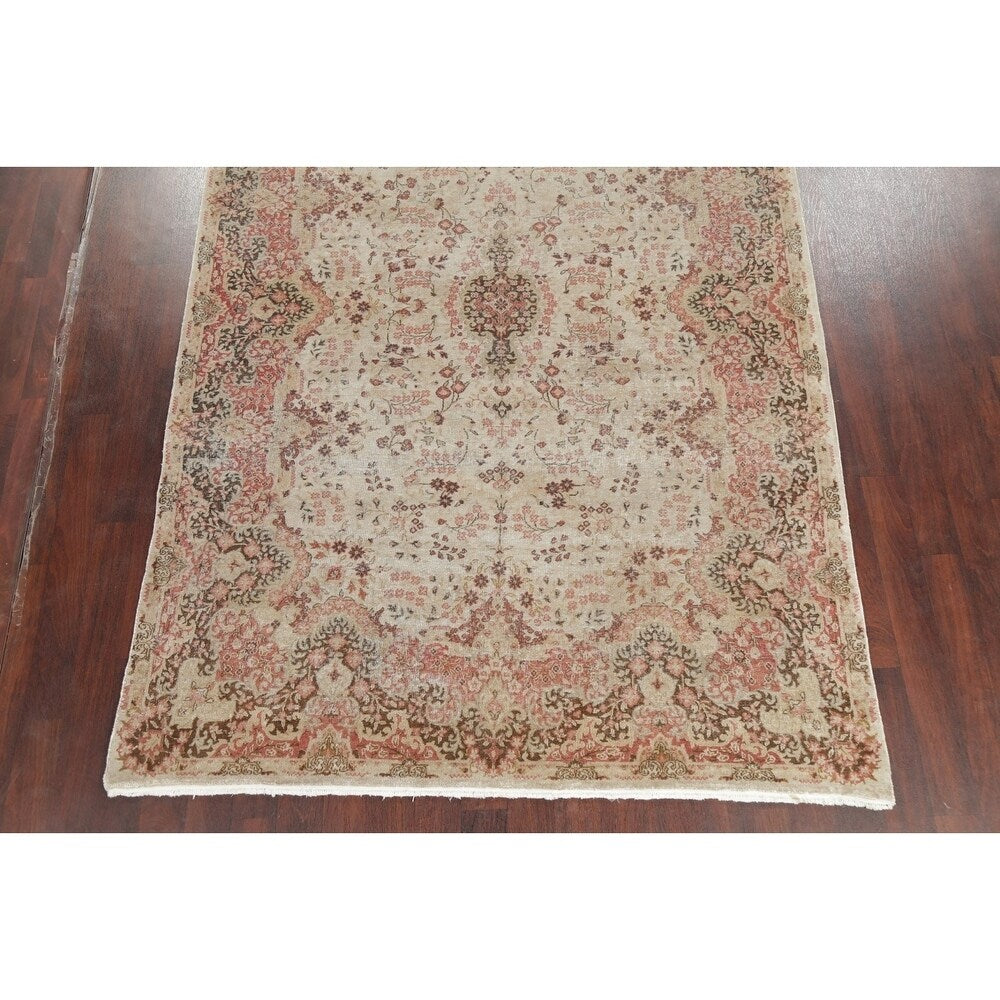 Vintage Decorative Floral Oushak Oriental Area Rug Wool Handmade - 7' 2" x 10' 10"