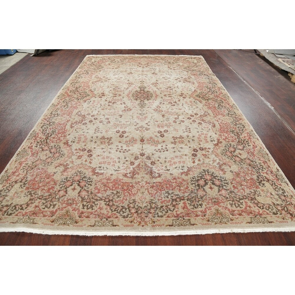 Vintage Decorative Floral Oushak Oriental Area Rug Wool Handmade - 7' 2" x 10' 10"