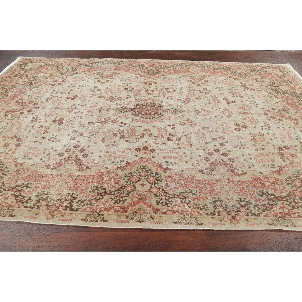 Vintage Decorative Floral Oushak Oriental Area Rug Wool Handmade - 7' 2" x 10' 10"