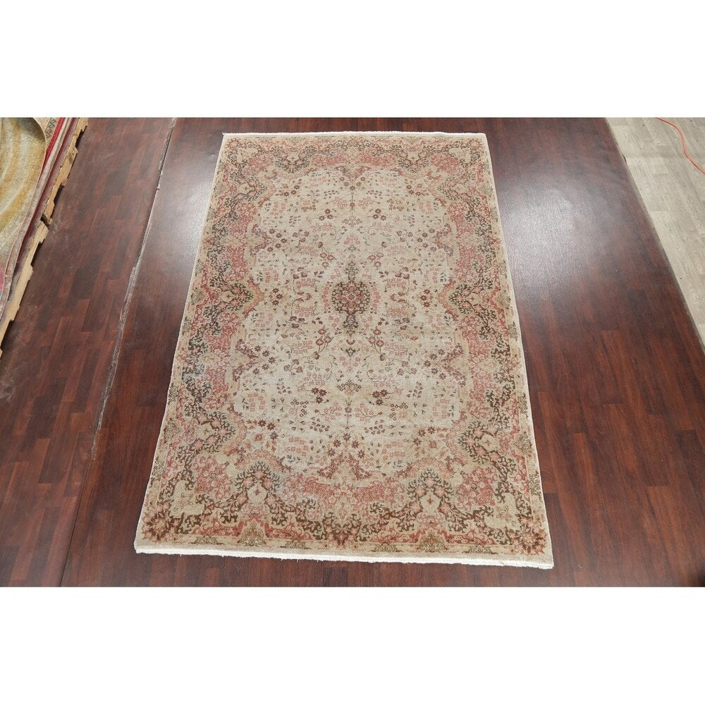 Vintage Decorative Floral Oushak Oriental Area Rug Wool Handmade - 7' 2" x 10' 10"