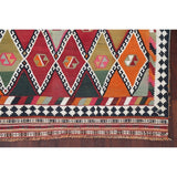 Vintage Diamond Geometric Kilim Kashkoli Persian Runner Rug Hand-Woven - 4'4" x 8'7" Runner
