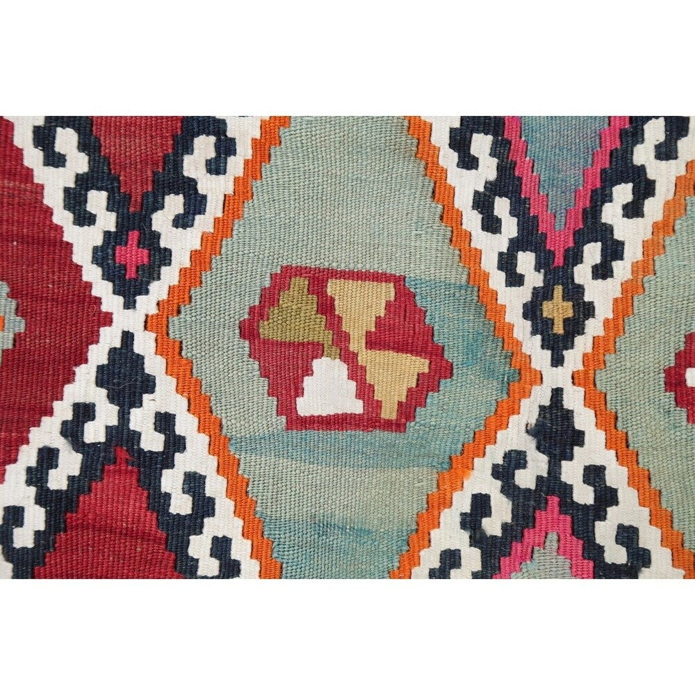 Vintage Diamond Geometric Kilim Kashkoli Persian Runner Rug Hand-Woven - 4'4" x 8'7" Runner