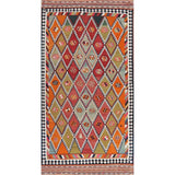 Vintage Diamond Geometric Kilim Kashkoli Persian Runner Rug Hand-Woven - 4'4" x 8'7" Runner