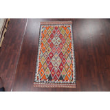 Vintage Diamond Geometric Kilim Kashkoli Persian Runner Rug Hand-Woven - 4'4" x 8'7" Runner