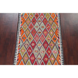 Vintage Diamond Geometric Kilim Kashkoli Persian Runner Rug Hand-Woven - 4'4" x 8'7" Runner