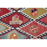 Vintage Diamond Geometric Kilim Kashkoli Persian Runner Rug Hand-Woven - 4'4" x 8'7" Runner