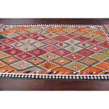 Vintage Diamond Geometric Kilim Kashkoli Persian Runner Rug Hand-Woven - 4'4" x 8'7" Runner