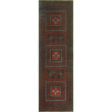 Vintage Distressed Alexande Red/Charcoal Runner - 2'7" x 8'11"