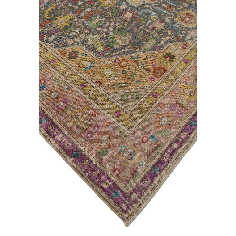 Vintage Distressed Overdyed Taron Grey/Purple Rug