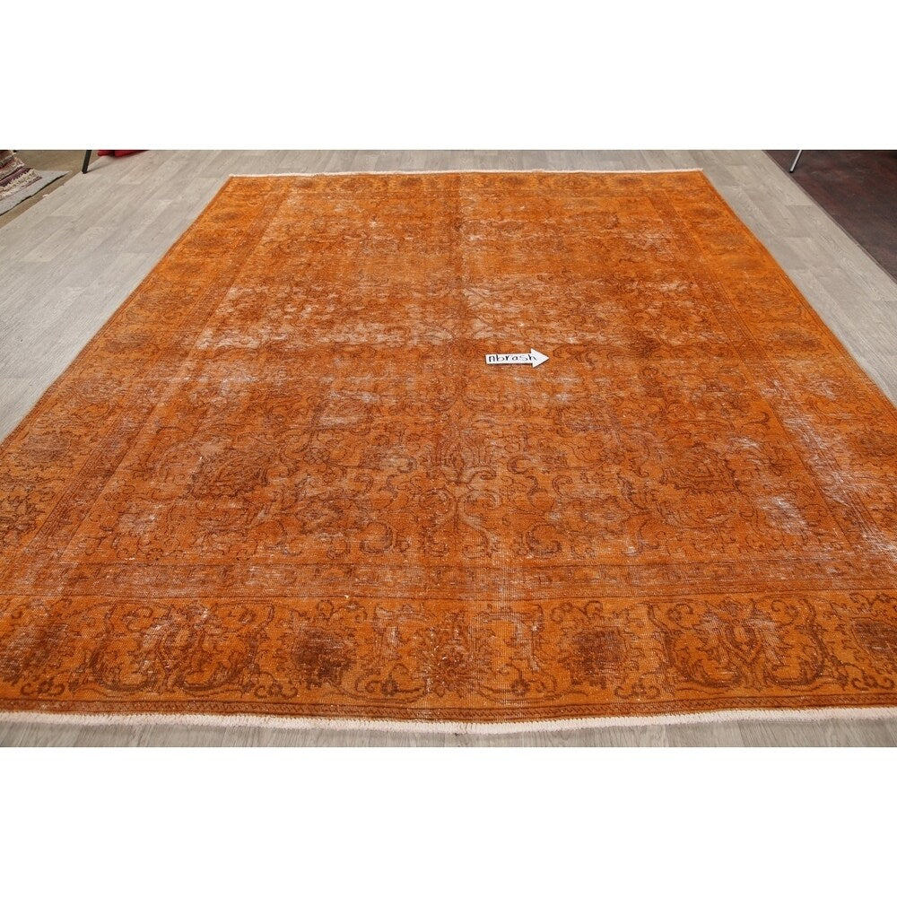 Vintage Distressed Tabriz Oriental Hand Knotted Wool Persian Area Rug - 10'5" x 8'10"