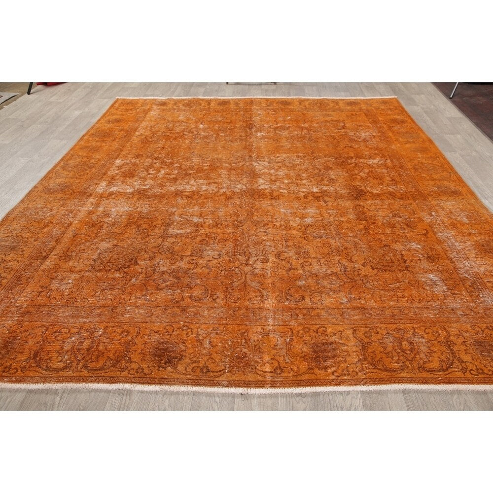 Vintage Distressed Tabriz Oriental Hand Knotted Wool Persian Area Rug - 10'5" x 8'10"