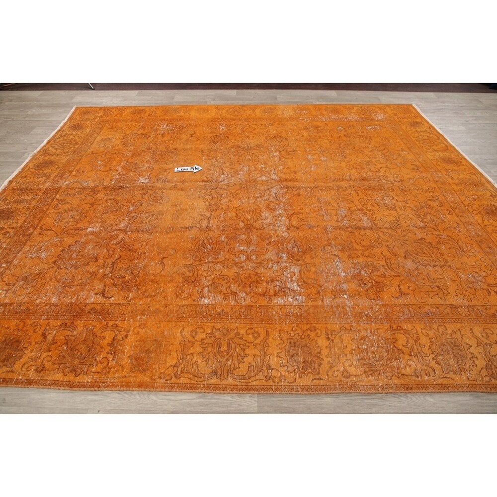 Vintage Distressed Tabriz Oriental Hand Knotted Wool Persian Area Rug - 10'5" x 8'10"