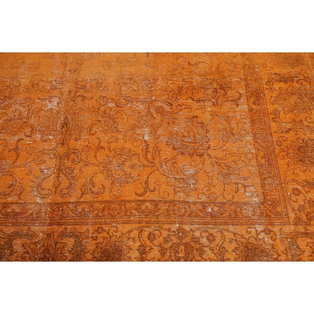 Vintage Distressed Tabriz Oriental Hand Knotted Wool Persian Area Rug - 10'5" x 8'10"