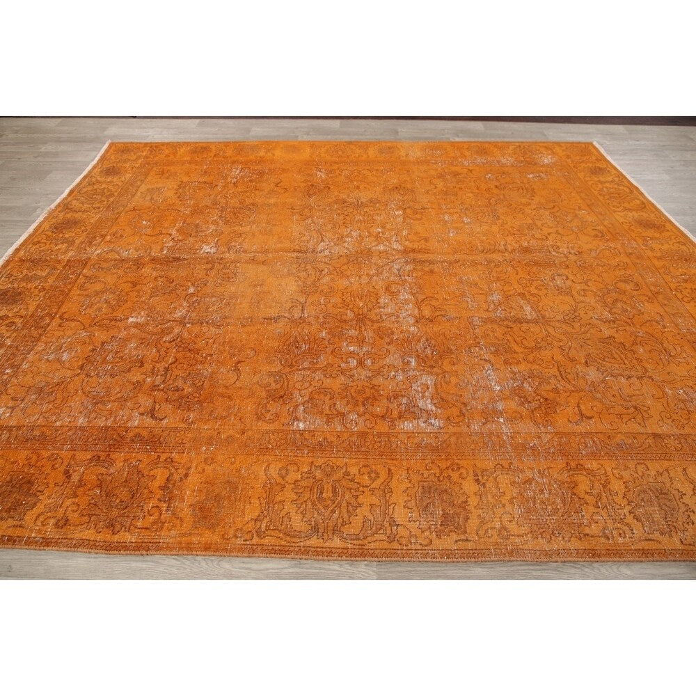 Vintage Distressed Tabriz Oriental Hand Knotted Wool Persian Area Rug - 10'5" x 8'10"