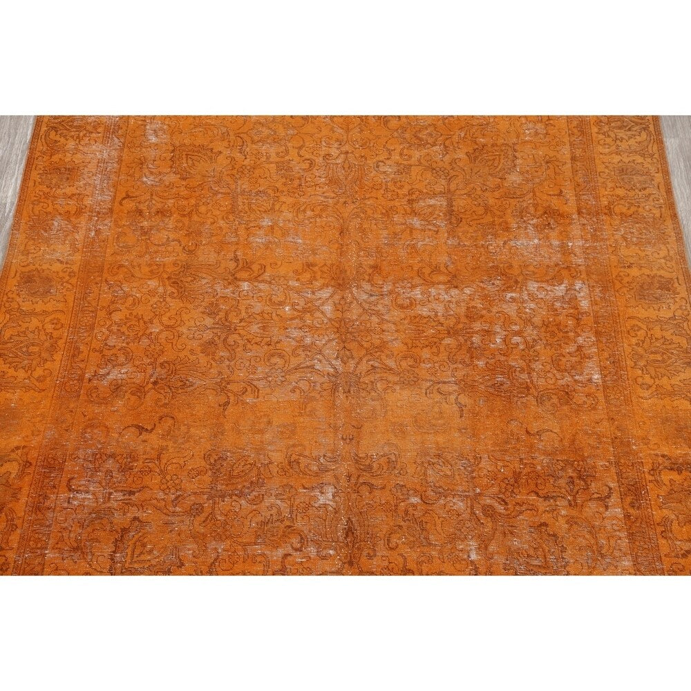 Vintage Distressed Tabriz Oriental Hand Knotted Wool Persian Area Rug - 10'5" x 8'10"
