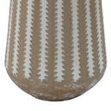 16.75-Inch H Distressed Tan and White Metal Table Pitcher Vase
