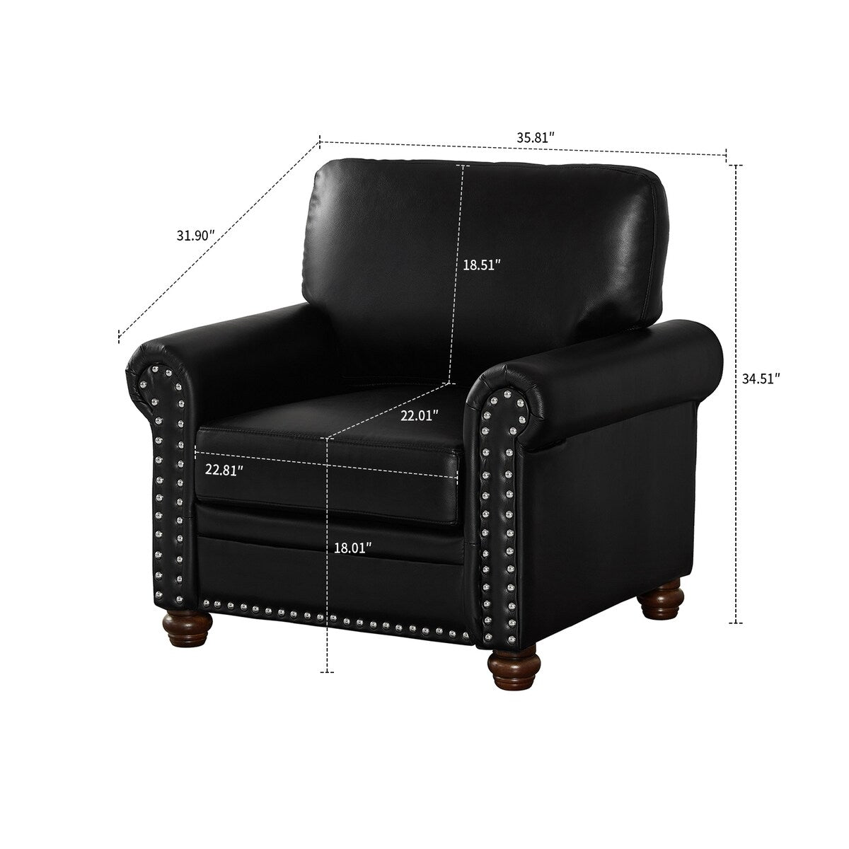 Vintage Elegant PU Upholstered Armchair, For Indoor Use