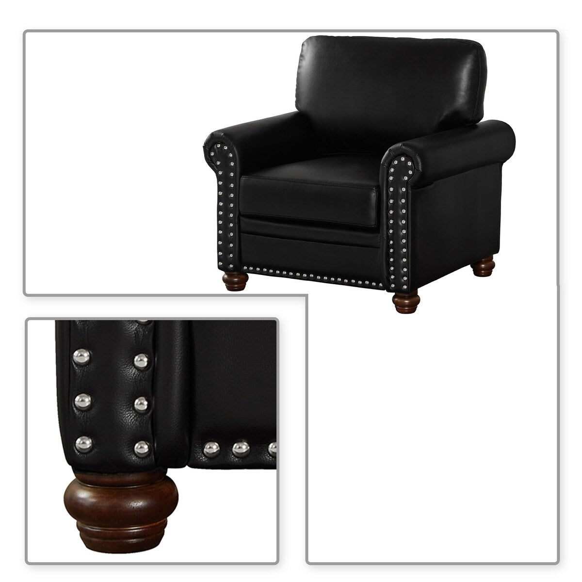 Vintage Elegant PU Upholstered Armchair, For Indoor Use