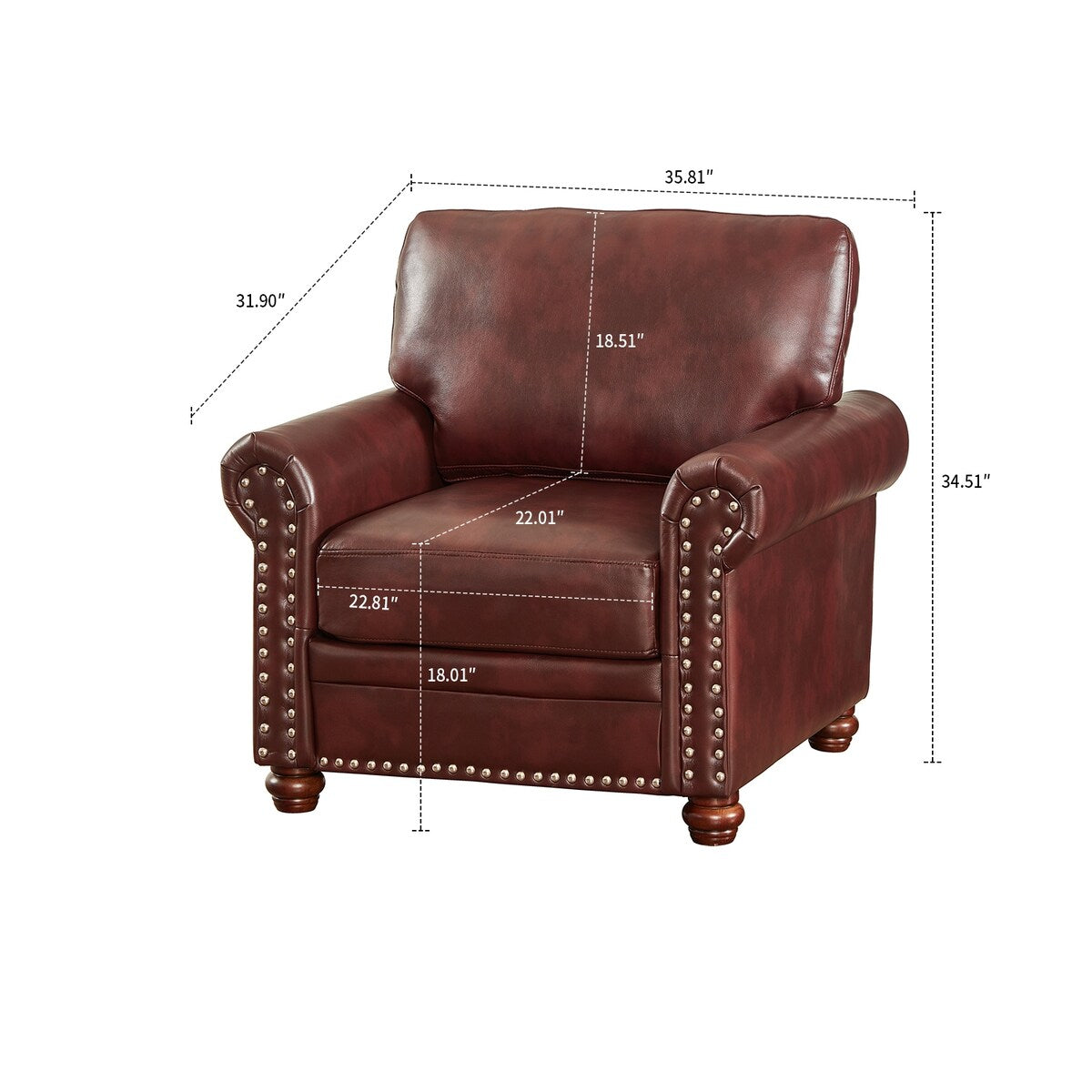 Vintage Elegant PU Upholstered Armchair, For Indoor Use