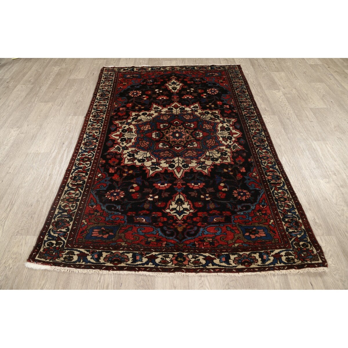 Vintage Floral Bakhtiari Persian Area Rug Wool Hand-knotted Carpet - 4'3" x 6'6"