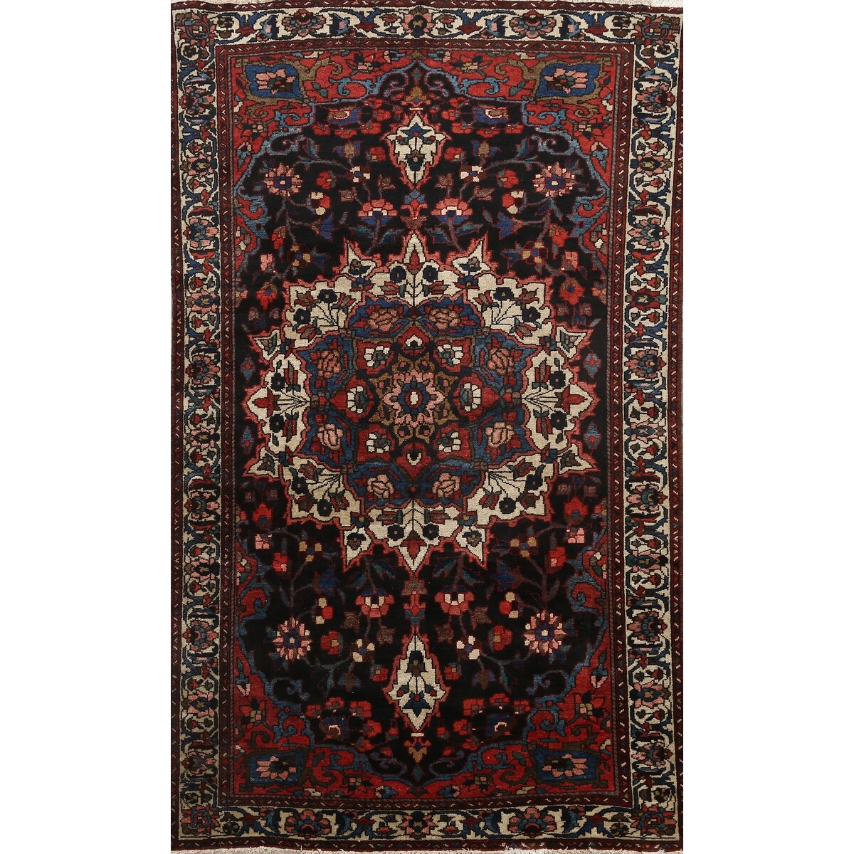 Vintage Floral Bakhtiari Persian Area Rug Wool Hand-knotted Carpet - 4'3" x 6'6"