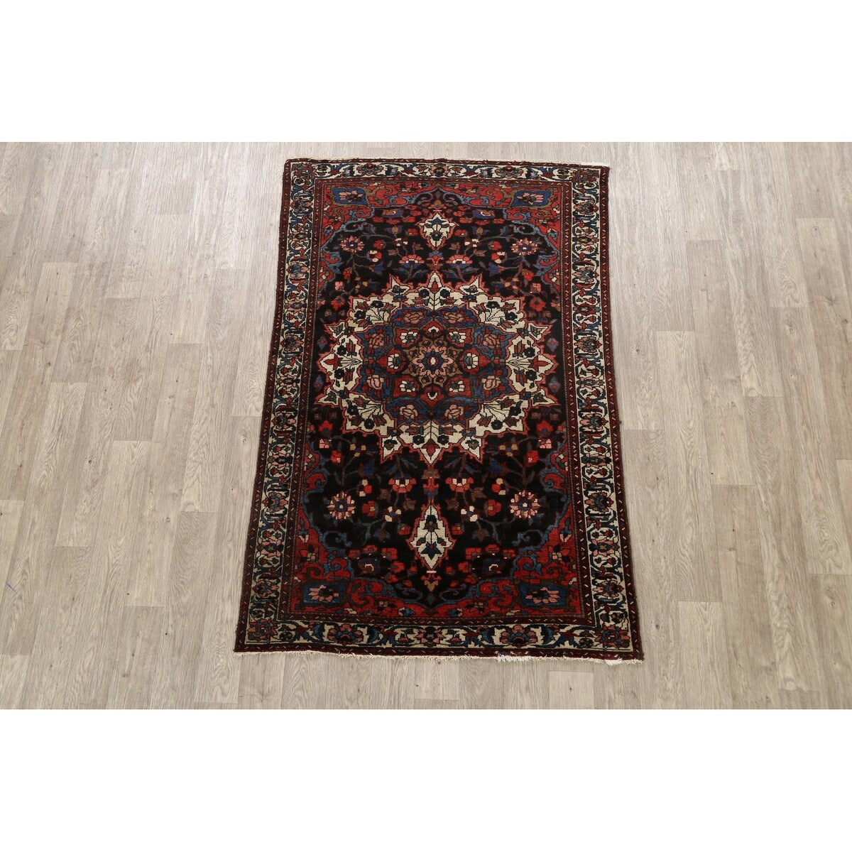 Vintage Floral Bakhtiari Persian Area Rug Wool Hand-knotted Carpet - 4'3" x 6'6"