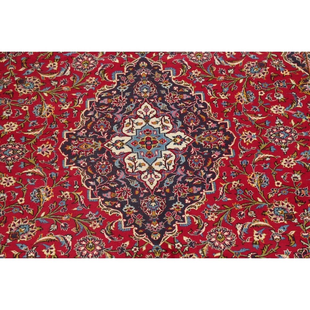 Vintage Floral Kashan Oriental Persian Area Rug Wool Hand-Knotted - 7'11" x 11'2"