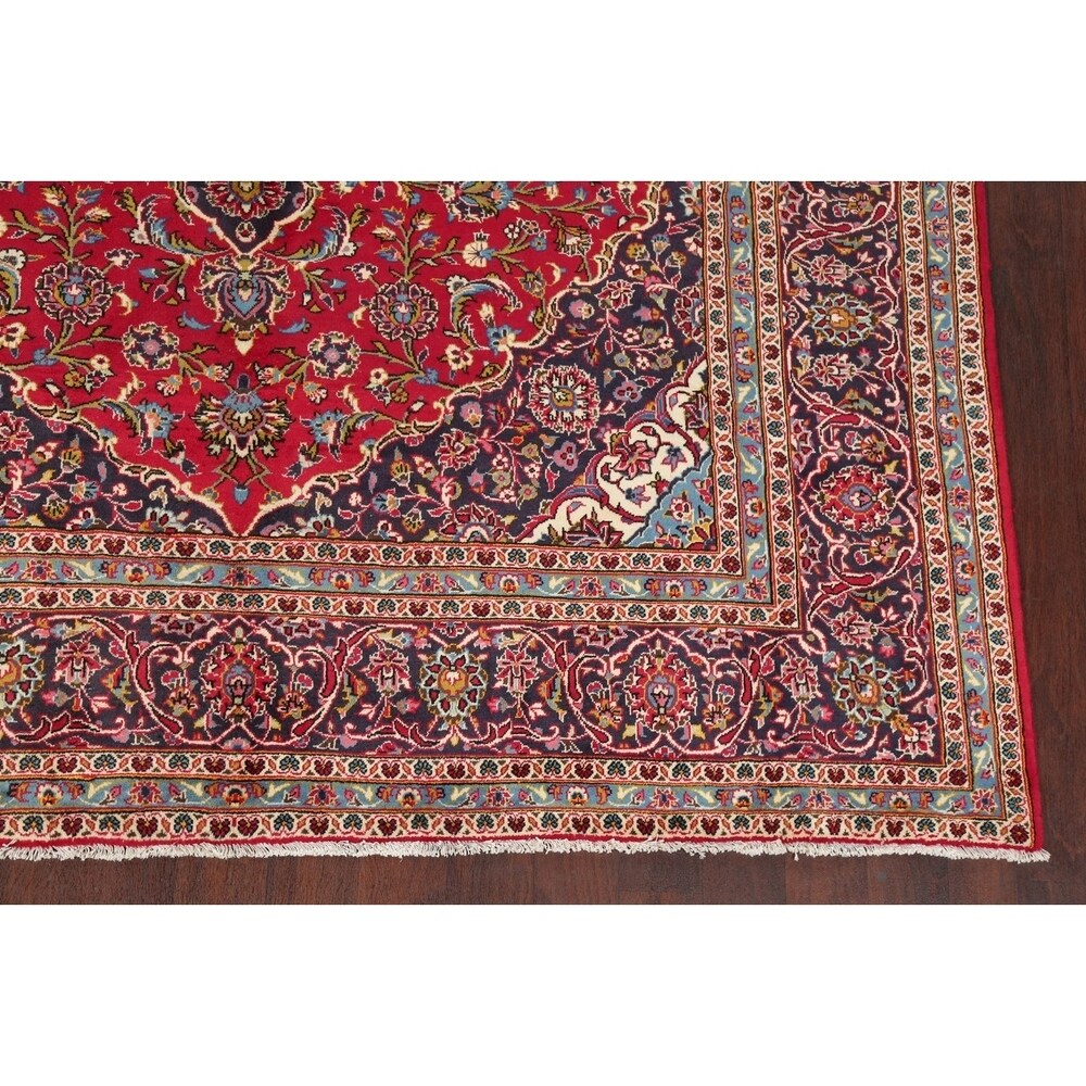 Vintage Floral Kashan Oriental Persian Area Rug Wool Hand-Knotted - 7'11" x 11'2"