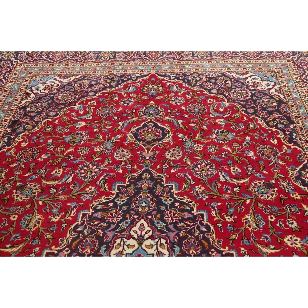 Vintage Floral Kashan Oriental Persian Area Rug Wool Hand-Knotted - 7'11" x 11'2"