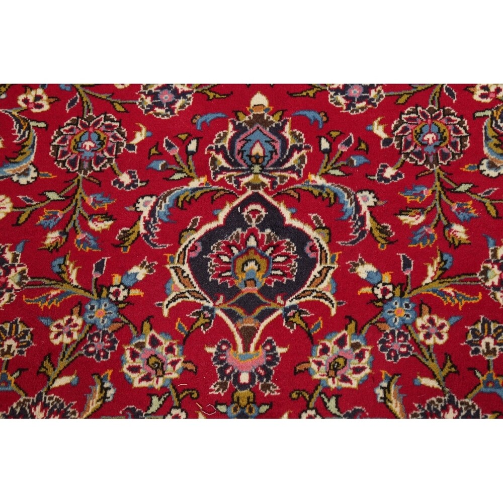 Vintage Floral Kashan Oriental Persian Area Rug Wool Hand-Knotted - 7'11" x 11'2"