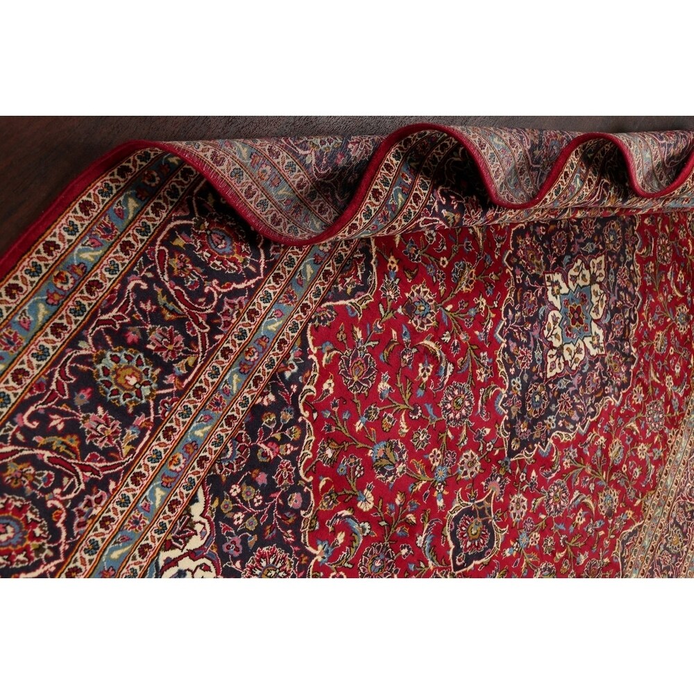 Vintage Floral Kashan Oriental Persian Area Rug Wool Hand-Knotted - 7'11" x 11'2"