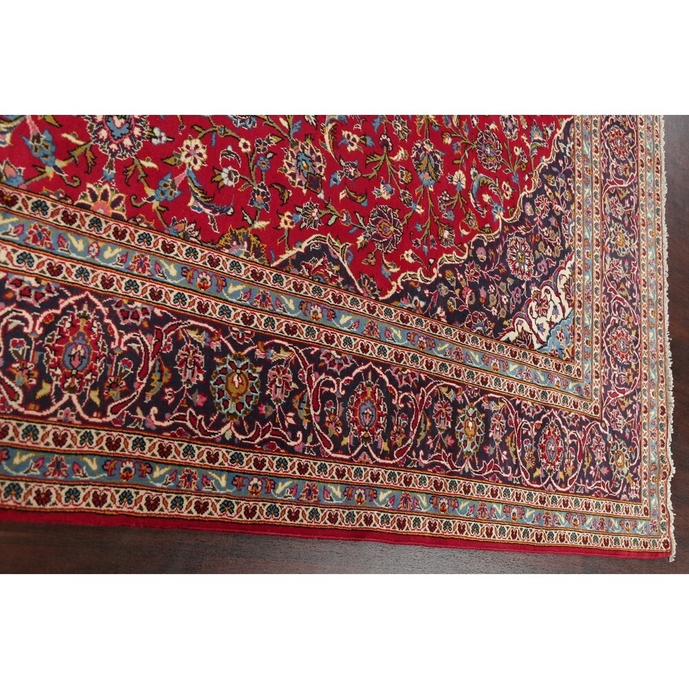 Vintage Floral Kashan Oriental Persian Area Rug Wool Hand-Knotted - 7'11" x 11'2"