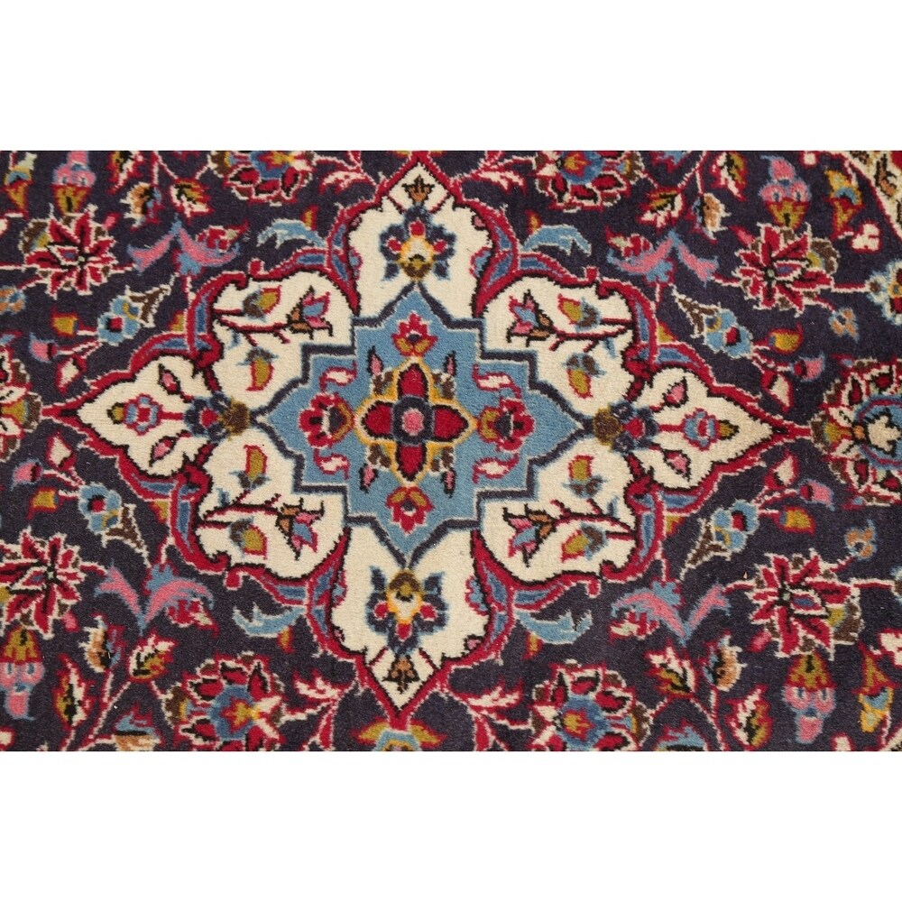 Vintage Floral Kashan Oriental Persian Area Rug Wool Hand-Knotted - 7'11" x 11'2"