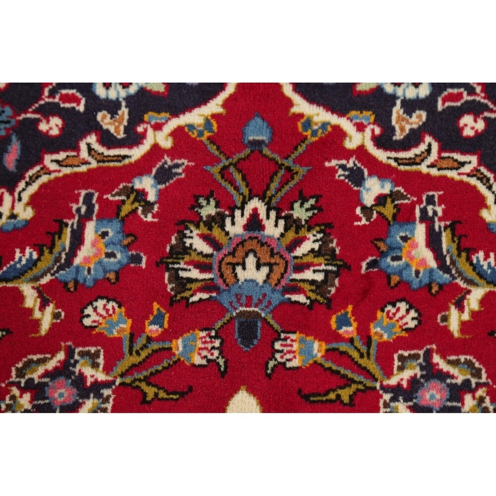 Vintage Floral Kashan Oriental Persian Area Rug Wool Hand-Knotted - 7'11" x 11'2"