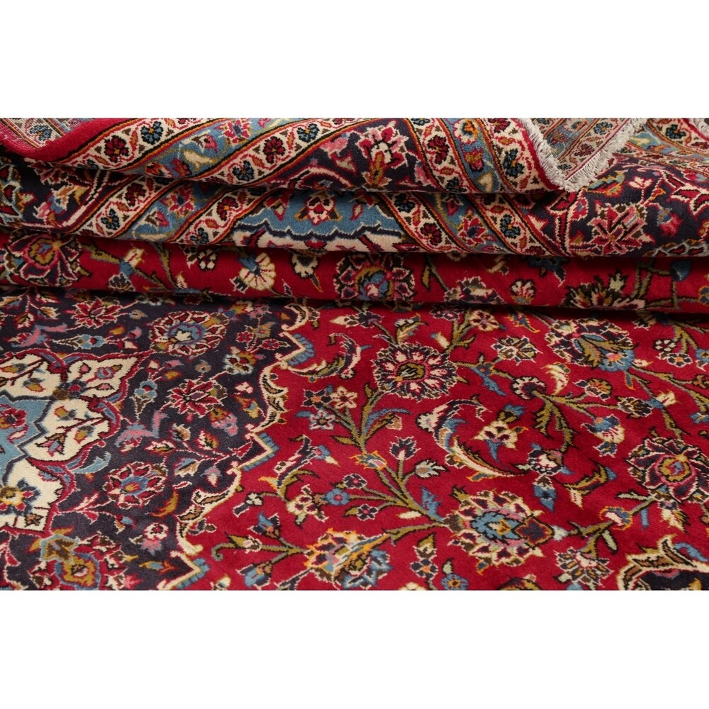 Vintage Floral Kashan Oriental Persian Area Rug Wool Hand-Knotted - 7'11" x 11'2"