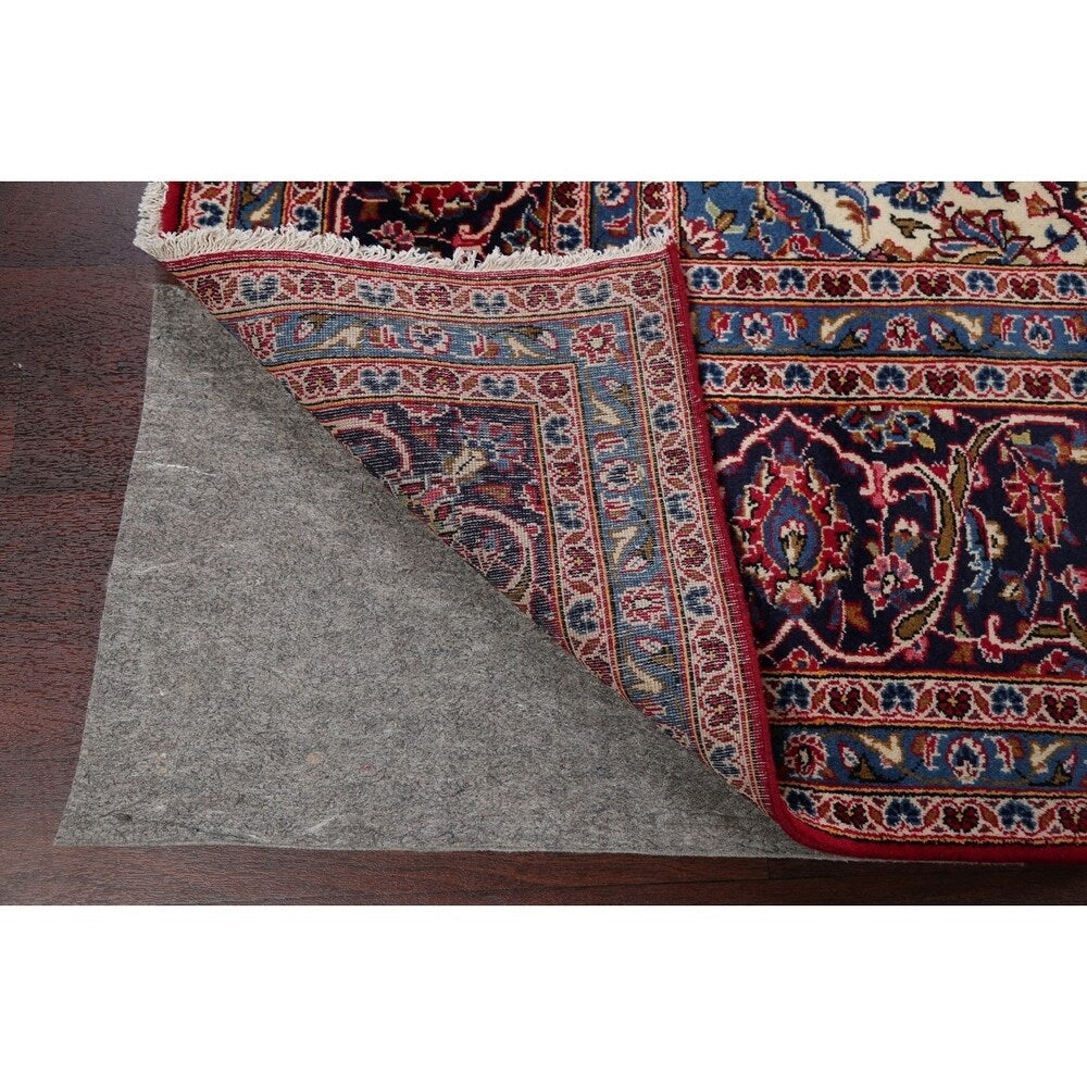 Vintage Floral Medallion Kashan Persian Oriental Area Rug Handmade - 9'8" x 13'2"