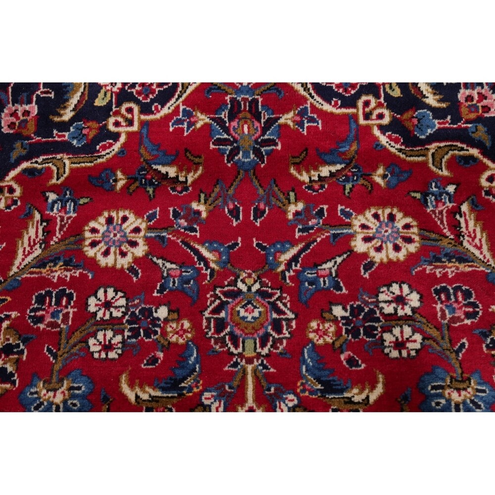 Vintage Floral Medallion Kashan Persian Oriental Area Rug Handmade - 9'8" x 13'2"